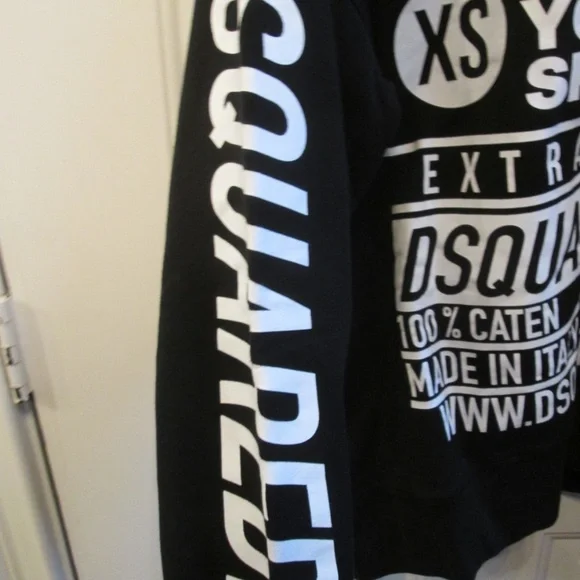 new DSQUARED2 DOMINATE D2 men's black long sleeves hoodie Sz XS